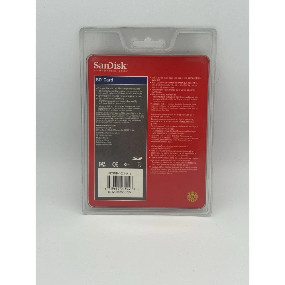 SanDisk High Quality Reliable SD Card 1GB SDSDB-1024-A11 Universal Compatibility